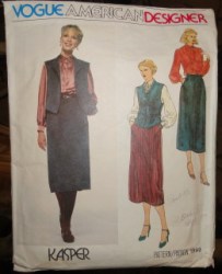 1999 Vogue KASPER 1978 LS BLOUSE, VEST, A-LINE SKIRT PATTERN 10 uncut